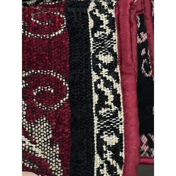 Retro Floral Tapestry Jacket M Red Retro Classic Artsy Beaded Festive Boho 80s - Picture 10 of 15